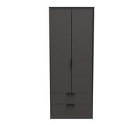 Osaka Tall 2 Drawer Wardrobe In Graphite (Ready Assembled)