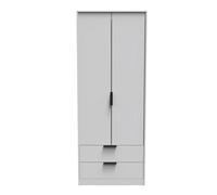 Osaka Tall 2 Drawer Wardrobe In Grey Matt (Ready Assembled)