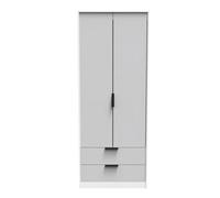 Osaka Tall 2 Drawer Wardrobe In Grey & White (Ready Assembled)