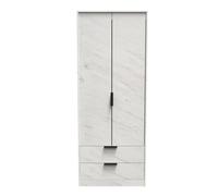 Osaka Tall 2 Drawer Wardrobe In Marble (Ready Assembled)