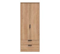 Osaka Tall 2 Drawer Wardrobe In Nebraska Oak (Ready Assembled)