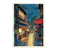 Osaka Tea House Anime Woodblock Poster Modern Ukiyo-E, Japanese Cartoon Illustration Print, Archival Matte, A5 (Print Only) - 21x14.8cm