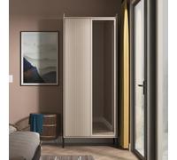 Osaka Wardrobe - 2 Door - 1 Mirror - Tall - Mushroom Matt Fluted