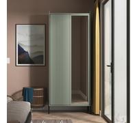 Osaka Wardrobe - 2 Door - 1 Mirror - Tall - Reed Green Fluted