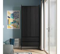 Osaka Wardrobe - 2 Door - 2 Drawer - Tall - Black Ash Fluted
