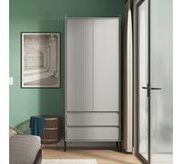 Osaka Wardrobe - 2 Door - 2 Drawer - Tall - Dusk Grey Fluted