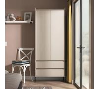 Osaka Wardrobe - 2 Door - 2 Drawer - Tall - Mushroom Matt Fluted