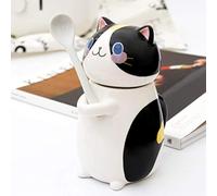 OSALAD Cat Cup Kitten Modelling Ceramic Coffee With Lid And Spoon Cartoon Drink Water Milk Mugs Nice Gift Friend Present Souvenir
