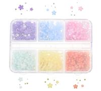 OSALADI 1 Case 3d Flower Nail Charms with Pearls Floral Nail Decorations for Manicure Small 6-compartment Acrylic Box for Hand and Foot Care