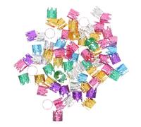 OSALADI 100pcs Hair Extension Ring Dreadlocks Crown Shape Metal Reusable Adjustable Assorted Color for Wedding and Photo