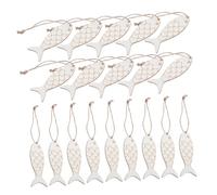 OSALADI 100pcs Handmade Fish-Shaped Wood Chips Labels Unfinished Fish Wood Decorations for Wall Natural Shape Ornaments Wall Decor Ornament Hemp Rope Beige