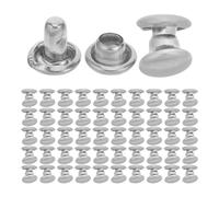 OSALADI 100pcs Silver Double Cap Leather Rivets, 5x5mm Copper Metal Studs for DIY Leathercraft, Sewing Fasteners and Repair Buttons Suitable for Bags, Shoes, and Accessories