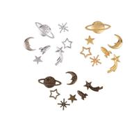 OSALADI 105Pcs Metal Star Moon DIY Material for Handmade Jewelry Accessories Silver Golden Bronze Fillers for Crafting Pendant Making and Decorative Projects