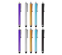 OSALADI 10pcs Capacitive Stylus Pens Set for Smartphones and Tablets, Metal Touch Screen Writing Pens Precision Tips, Universal Multi-color Pack Black Silver Purple Blue Gold