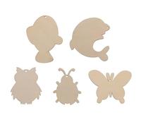 OSALADI 10pcs DIY Wood Chips Unfinished Wood Slices Wooden Paint Chips Beige Easy to Color No Burrs Ladybird Owl Dolphin Small Fish Butterfly for DIY Crafts