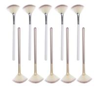 OSALADI 10pcs Fan Shape Makeup Brushes Set with Soft Hair, Small Highlighter and Acid Essence Applicator Brushes for Professional Facial Esthetician and Blush Application