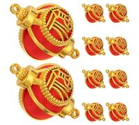 OSALADI 10pcs Fu Character Lanterns Gold Frame, Miniature Chinese New Year Hanging Decorations, Traditional Red Fu Word Pendants for 2026 Year of The Horse Party and Bonsai Ornaments
