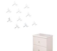 OSALADI 10pcs Geometric Acrylic Mirror Wall Stickers Dragonfly Shape Silver Decals for Home Decor DIY Living Bedroom Mural