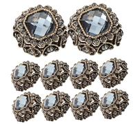 OSALADI 10pcs Metal Rhinestone Coat Buttons Large Sewing Fasteners for Clothes DIY Clothing Accessories Grey Square Sparkling Embellishments for Woolen Coats and Jackets