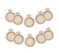 OSALADI 10pcs Mini Adjustable Round Embroidery Hoops Wooden Small Cross Stitch Rings for DIY Pendant Craft Portable Lightweight Handy Sewing Frames