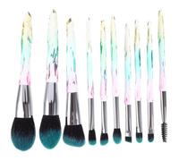 OSALADI 10pcs Professional Makeup Brush Set with Diamond Handle, Colorful Gradient Design, Soft Black-blue Synthetic Bristles for Face Powder, Foundation, and Eyeshadow, Cosmetic Kit