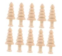 OSALADI 10pcs Unfinished Mini Wooden Christmas Trees DIY Craft Flat Smooth Surface Wood Trees for Coloring and Painting Home Xmas Ornaments Decoration