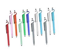 OSALADI 12pcs 0.5mm Black Ink Gel Touch Screen Sign Pens with Random Color Barrel and Cellphone Stand, Multipurpose Stylus Pens for Smartphones and Tablets
