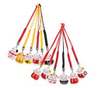 OSALADI 12pcs Cat Hanging Bells Adorable Keychain Pendants for Lucky Cat Decor Smooth Edges Durable Practical Random Colors Festive Decoration Random Color