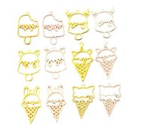 OSALADI 12pcs Ice Cream Alloy Frame Pendants for Diy Jewelry Hollow Resin Craft Bezel