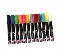 OSALADI 12Pcs Liquid Chalkboard Marker Pens Round Tip Erasable Fluorescent Colors Set Smooth Writing for Whiteboards Blackboards LED Boards Safe