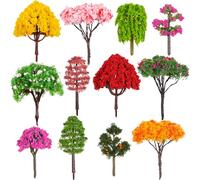 OSALADI 12pcs Miniature Model Trees Set for DIY Scenery Fake Tree Ornaments Including Willow Blossom Maple for Garden Train Layouts Craft Decorations