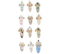 OSALADI 12Pcs Nail Rings Jewellery Crystal Alloy Manicure Charm with Stylish and Delicate Appearance, Fixed Well and Easy to Wear, for Halloween and Dating Nail Art Decor Accessories