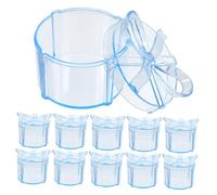 OSALADI 12pcs Round Blue Gift Boxes with Lid for Valentine's Day and Wedding Party Favors Portable Candy and Chocolate Packaging Elegant Handcrafted Design for Small Gifts and Jewelry