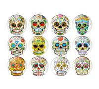 OSALADI 12pcs Skull Fridge Magnets Skull Cabochon Glass Dome Cabochons Skull Refrigerator Magnets for Halloween Car Fridge Decoration