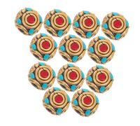 OSALADI 12PCS Tibetan Brass Spacer Beads Large Hole Buddhist Jewelry Making Supplies for DIY Bracelets Necklaces Keychains with Artisan Nepalese Back Cloud Engraving
