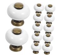 OSALADI 12pcs Vintage Ceramic Knob Round Pull Handles for Cabinets Dressers Wardrobes Elegant Single Hole Design for Effortless Installation Decorative Upgrade for Furniture