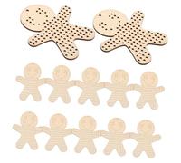 OSALADI 12pcs Wooden Hanging Gingerbread Men Cross Stitch Plates DIY Embroidery Ornaments for Christmas Wedding Crafts Rustic Natural Wood Decorations for Beginners