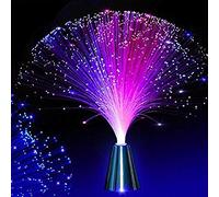 OSALADI 13 Inch LED Color Changing Fiber Optic Light Battery Powered Mood Novelty Lamps with Silver Cone Base Sensory Light for Wedding Valentines Day