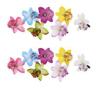 OSALADI 14Pcs Bohemian Hawaiian Flower Hair Clips Set, Artificial Floral Snap Hairpins in Yellow Blue Purple White Pink Green, Beach Hair Accessories for Summer Holiday Outings