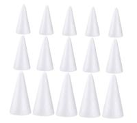 OSALADI 15Pcs White Foam Craft Cones Assorted DIY Decorative Shapes for Christmas Tree Ornaments Art Projects Party Decor School Crafts and Handmade Floral Arrangements