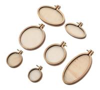 OSALADI 16pcs Mini Wooden Embroidery Hoops Set with Double Combination, Small Cross Stitch Frames for Handwork Crafts, DIY Pendant Rings for Sewing and Needlework