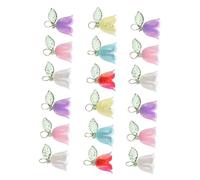 OSALADI 18PCS Colorful Lily Flower Pendants with Leaf Charms for DIY Jewelry Making Dangle Beads for Necklace Earring Bracelet Crafting and Keychain Accessories