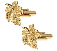 OSALADI 1Pair Creative Gold Maple Leaf Cufflinks Durable Shirt Buttons for Weddings Business Formal Wear Premium Quality Materials Comfortable Chic Design Luster