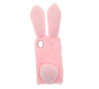 OSALADI 1PC Fluffy Plush Rabbit Phone Case Cute Kawaii Design Tpu Base with Rhinestone Camera Frame Compatible with Samsung Decorative Cover Pink