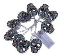 OSALADI 1Pcs Skull String Lights Skeletons Halloween Lights Spooky Light Up Skull Battery Operated Party Favor for Halloween Decorations Indoor Outdoor Garden, 1.5M 10LEDs