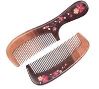 OSALADI 2 Pcs in Wooden Comb Carving Hair Comb with Unique Stereoscopic Relief Flower Pattern, Anti-static Scalp Massage, Skin-friendly Natural Wood Material for Women Outdoor Salon Use