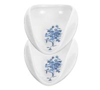 OSALADI 2 Pieces White Porcelain Tea Scoops with Blue Peony Pattern Ceramic Tea Leaf Scoops Practical and Brewing