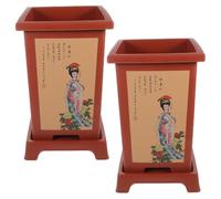 OSALADI 2 Sets Orchid Flowerpots Orchid Pot Indoor Household Resin round Simple Style Breathable Permeable Planter with Beautiful Simple Surface Design