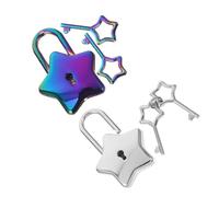 OSALADI 2 Sets Shaped Padlocks with Keys for Diary Journal Letter Box Portable Lightweight Locks for Personal Privacy Security Stylish Decorative DIY Accessories White and Rainbow Colors
