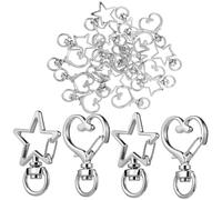 OSALADI 20 Pcs Metal Lobster Clasp Keychain Clips Heart Star Shaped Spring Loaded Opening Rings DIY Necklace Material Wear Resistant Keyring Hooks for Bags Backpacks and Accessories